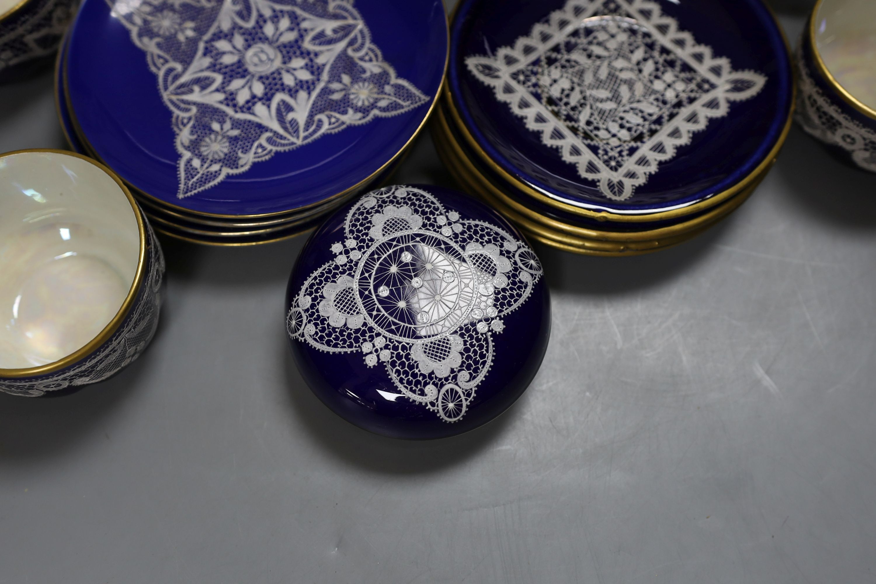 An assortment of Venetian lace-pattern ceramics